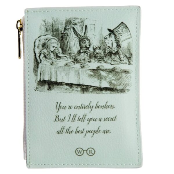 Alice In Wonderland Turquoise Book Coin Purse Vegan Wallet